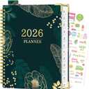 Planner 2026, Weekly and Monthly Planner from Jan 2026 - Dec 2026, 6.5" x 8.8" A5 Academic planners with Tabs, Spiral Hardcover Calendar Agenda for College & Office, Green