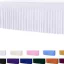 Table Skirts for 6ft Rectangle Tables - 1PCS White Table Covers for 6 Foot Tables, Wrinkle Resistant Ruffles Elastic Table Cloths and Table Skirt for Banquets/Weddings/Parties/Birthday (72" x 30" (Rectangular))