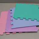 ProSource Foam Puzzle Floor Play Mat for Kids and Babies with Solid Colors, 4 Interlocking Tiles with Borders, Assorted