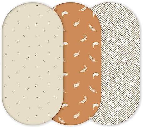 Yunioo Premium Fitted Baby Bassinet Sheets, Changing Pad Cover and Stroller Sheets, Compatible with 4moms Mamaroo, Chicco Lullago, Graco, Halo and Uppababy, 100% Ultrasoft Cotton, 32x16” - Boho