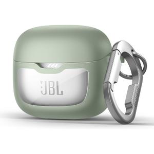 SURITCH Magnetic Bumper Case Compatible with JBL Tune Flex Earbuds, Rugged Shockproof Protective Covers for JBL Tune Flex with Magnetic Lid Lock & Carabiner & Cleaning Kit & Removal Tool, Green