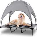 Elevated Outdoor Dog Bed with Canopy, Raised Removable Cover Cooling Dog Beds with Waterpoof Shade Dog Tent Outside Portable Dog Cot for Large Dogs Pet (Dark Grey)