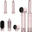 5 in 1 Hair Styler Curler & Air Dryer Brush, Low-Speed Negative Ionic Air Styler Drying, Multi Hair Styler, Professional Blow Dryer Brush for Curling Volumizing Straightening Styling (Pink)