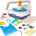 NATIONAL GEOGRAPHIC Deluxe Pottery Wheel Kit  Complete Starter Pottery Set, Plug-In Motor, 3 lbs. Air Dry Clay, Gemstone Chips, Sculpting Tools, Patented Arm Tool, Paints & More, Great Kids Craft Kit