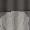 MakeMeChic Women's Long Sleeve Ruffle Sweaters V Neck Lightweight Knit Pullover Sweater Tops (White) L