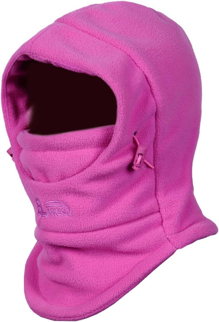 TRIWONDER Kids Winter Hats Balaclava Ski Mask for Boys Girls Toddlers Windproof Adjustable Cold Weather Face Mask Neck Warmer (Rose Red 2)