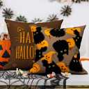 Halloween Pillow Covers 18x18 Set of 2 Throw Pillow Cases Soft Cushion Case Pillowcase for Chair Sofa Bedroom Living Room Home Decor, Cat