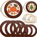 RattanView 12 Pcs 6 Inch and 8 Inch Wood Embroidery Hoop Frame with Embroidery Hoops Round Embroidery Hoops Display Frame for Finished Cross Stitch Hoop Frame DIY Art Craft Sewing Ornaments(Walnut)
