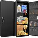 31.5" Tall Wall Safes Between the Studs with 2 Removable Shelf, Lockable Hidden Safe Box with 50 Hooks for Keys Jewellery, in Wall Safe for Money Medicines Valuables