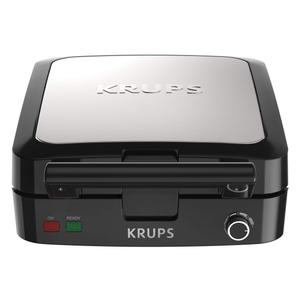 KRUPS 4Slice Belgian Waffle Maker: Stainless Steel, 5 Browning Levels, Audible Ready Beep, Removable Plates, 1200W, Silver/Black, Large Waffle Maker Family Size, Great for Family Breakfasts