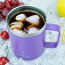 yoelike 14oz Travel Mug with Handle and Lid, Stainless Steel, Dishwasher Safe, Powder Coated, Vacuum Insulated Coffee Mug, Camping Mug, Keep Hot/Cold Longer Coffee Tumbler Cup Purple (15 Ounces)