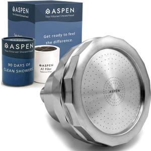 Aspen Filtered Shower Head for Healthy Hair & Skin | Removes Chlorine, Hard Water & Heavy Metals | High Pressure Shower Head with Filter | Water Softener | KDF-55