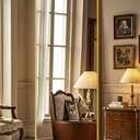 Full Length Standing Mirror,Large Floor Mirror with Aluminum Frame for Bedroom, Bathroom, Living Room,Wall Mount or Freestanding Design(with Stand,Rect 75x35-Gold)