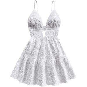 SOLY HUX Women's Summer Mini Dresses Printed V Neck Spaghetti Straps Party Beach Cami Dresses, S