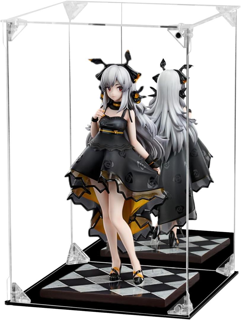 Acrylic Display Case Clear Action Figure Display Case with Mirrored Back, Dustproof Protection Display Box Alternative Glass Case for Collectibles Figures Models Doll Toys (8x8x12 inch; 20x20x30cm)