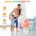 Magic Dancing Octopus Toy, Squid Crawling Toy with LED Light & Music, USB Rechargeable Interactive Baby Toys, Tummy Time Toys for Toddler Boys Girls Birthday (Pink)