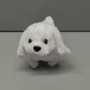 Hopearl Walking Dog Bichon Interactive Electronic Pet Plush Toy Puppy Woof and Moving Animated Nodding Head Gifts for Toddlers Birthday, White, 7''