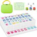 American Mahjong Tiles (1.2 Tiles Only), 166 Quality White Engraved Tiles, 1.2 inch Mahjong Tiles Set with Carrying Bag/Dice/Chips, Creative Design Patterns, Ideal Mahjong Gifts (No Rack)