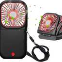 Portable Neck Fan Mini Quiet Handheld Personal Foldable USB Rechargeable Fan Operated for Home Office Outdoor Travel, 3000mAh Power Bank Hands Free Necklace Fans (Black)