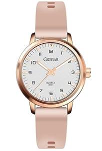 RUYEOOK Fashion Quartz Wrist Watch, Waterproof Analog Display, Rubber Silicone Bands, Easy Read Dial, Casual Sport Style Minimalist Watch for Women Ladies Teachers Students (W681-pink)