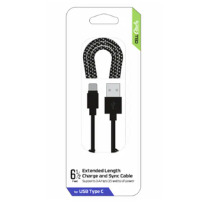 CellCandy Extended Length Charge And Sync Cable For USB C To USB, 6.5ft CellCandy Extended Length Charge And Sync Cable For USB C To USB, 6.5ft