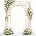 3D Metal Wedding Arch Frame, Gold Square 3D Backdrop Stand for Wedding Ceremony, Reception, Engagement Party, Birthday, Photo Booth & Event Decor