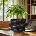 Ceramic Pots for Plants 10.6 Inch - Bonsai Flower Pots for Indoor Plants with Drainage Hole, Decorative Outdoor Pot for Plant, Gift for Men Women, Black, 10.6 x 7.5 Inch