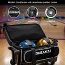 2 Ball Bowling Bag with Wheels, Double Bowling Ball Bag 2 Ball Roller w/Separate Compartment for Shoes Up to US Mens Size 16, w/Retractable Handle Extends to 40" & Accessories Pocket, 15940 inches