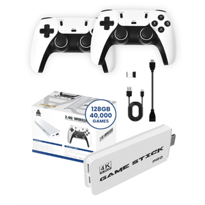 Boltz Retro Stick Gaming Stick – Retro Gaming Console with 40,000+ Classic Video Games, 9 Emulators, 128GB Storage, Plug & Play 4K HDMI Output, Includes 2 Wireless 2.4GHz Controllers