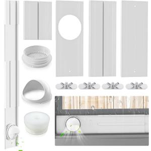 Insputer Portable ac Window Vent Kit with Coupler, 2025 New Adjustable Air Conditioner Window Seal Kit for Sliding Window, Fit for AC with 5.9 & 5.1 Inch Diameter Exhaust Hose(3 Pcs) (White)