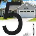 17 Inch Floating Large House Numbers for Outside, Big Modern Garage Door Number, Oversized Garden Address Numbers 5, Black Matte Metal Digital Sign for House, Hotels, Factories (Five)
