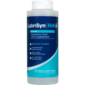 Lubrisyn HA Plus Human Liquid Hyaluronic Acid & MSM Joint Supplement, Oral HA for People, Supports Healthy Knees, Hips & Joint Function for Men & Women, Original Flavor, 30-Day Supply, 11.5 oz