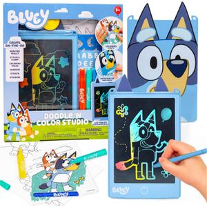Bluey Doodle N Color Studio, LCD Writing Tablet with Stylus, Coloring Sheets, Markers & More