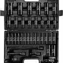 BOEN 35-Piece 1/2" Drive Deep Impact Socket Set - SAE 3/8"-1-1/4" & Metric 8-24mm, Extensions, Joint & Adapter, Cr-V Steel, Double Lock Case