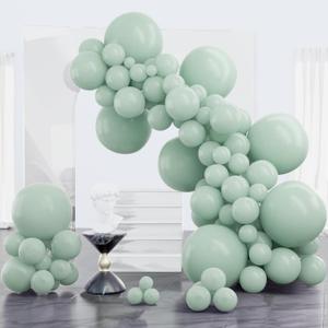 PartyWoo Dusty Green Balloons 100pcs Different Sizes Pack of 18 12 10 5 Inch Sage Olive Eucalyptus Green Boho Neutral Balloon Arch Kit for Jungle Dinosaur Theme Birthday Party Decorations Green-F35