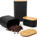 Mixpresso Black Canisters Sets for the Kitchen 3-Piece Airtight Plastic Sugar Container Set with Bamboo Lids in Three Different Sizes Decorative Modern Storage Jars for Coffee, Tea & Countertops