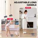 JOYMOOP Black and Red Broom and Dustpan Set, Upright Angle Design with Built-in Comb Teeth for Home, Office, Hard Floors