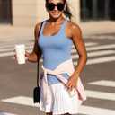 RUNNING GIRL Workout Tank Tops for Women Built in Shelf Bras Padded,Sleeveless Gym Tops Athletic Yoga Shirts(BX3062_Light Blue_L) (L)