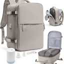 WONHOX Vacuum Seal Travel Backpack with Air Pump,Compression Vacpack Waterproof Carry On Backpack for Travel Women Men with Vacuum System,Airlines Approved Daypack Laptop Space Saver Bags,GreyBrown