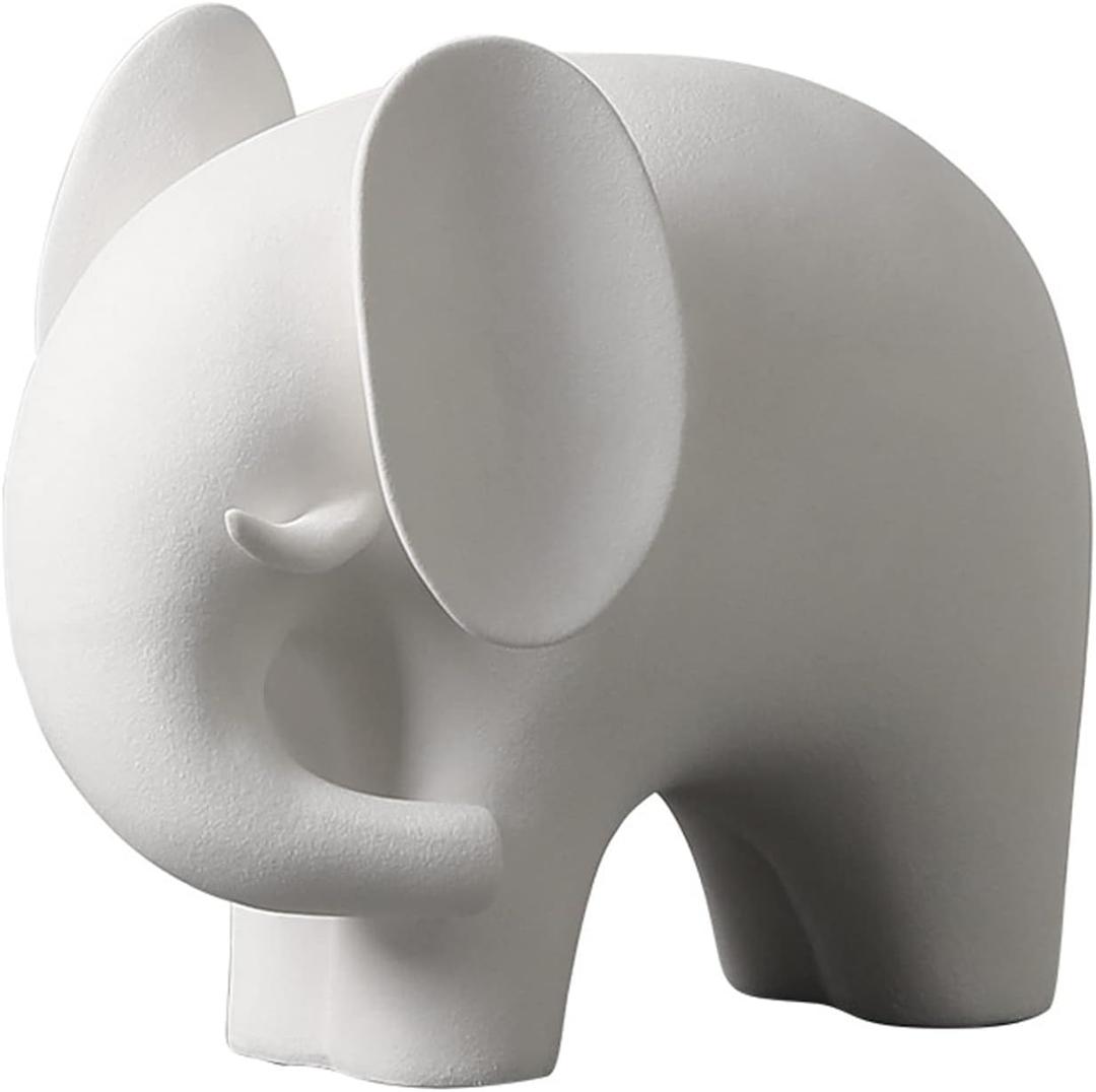 Elephant Statue Decor Simple Ceramics Elephant Figurines Creative Home Decorations for Living Room Modern Style (Large)