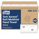 Tork Soft Xpress Multifold Paper Hand Towels White, H2 System Compatible 16 Packs X 135 Towels Each (MB579)