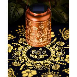 Gnome Solar Lantern Outdoor Waterproof Hanging Solar Lights for Outside,Hollow Out Metal Garden Decor for Outside Gnomes Decorations for Yard Housewarming Gifts for Women