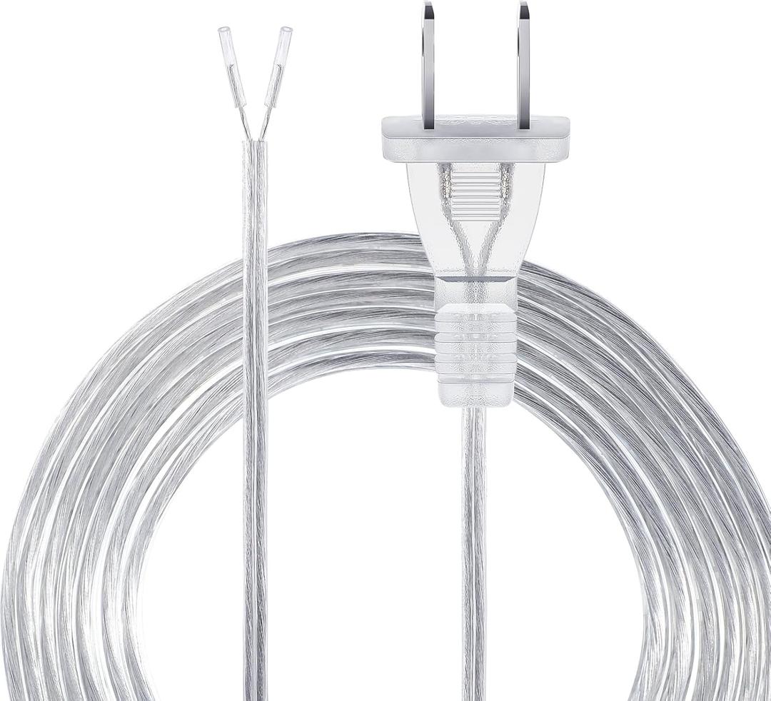 Lamp Cord with End Plug Replacement Electric Lamp Wire Clear 18/2 SPT-1 Wire Stripped End Ready for Wiring Repair Part for Table Floor Lighting Fixture(15ft,Clear Silver)