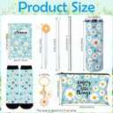 Panitay 6 Pcs Daisy Gifts Set for Women Daisy Flower Themed Stainless Steel Tumbler 20 Ounce with Straw and Brush Socks Cosmetic Bag Notebook Pen Keychain Party for Women Spring Birthday Supplies