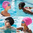 Extra Large Swim Cap Women Adult, Swim Caps for Long Hair, Dreadlocks, Weaves, Hair Extensions, Braids, Curls & Afros - Silicone Swimming Cap for Women & Men Anti-Leak Seal for Pool, Beach, Laps (black)