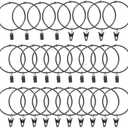 uxcell 28 Pack Curtain Rings with Clips, 3" Interior Diameter Curtain Clip Rings Hooks for Hanging Drapery Vintage Decorative Rustproof Drapery Ring with Hooks, Black