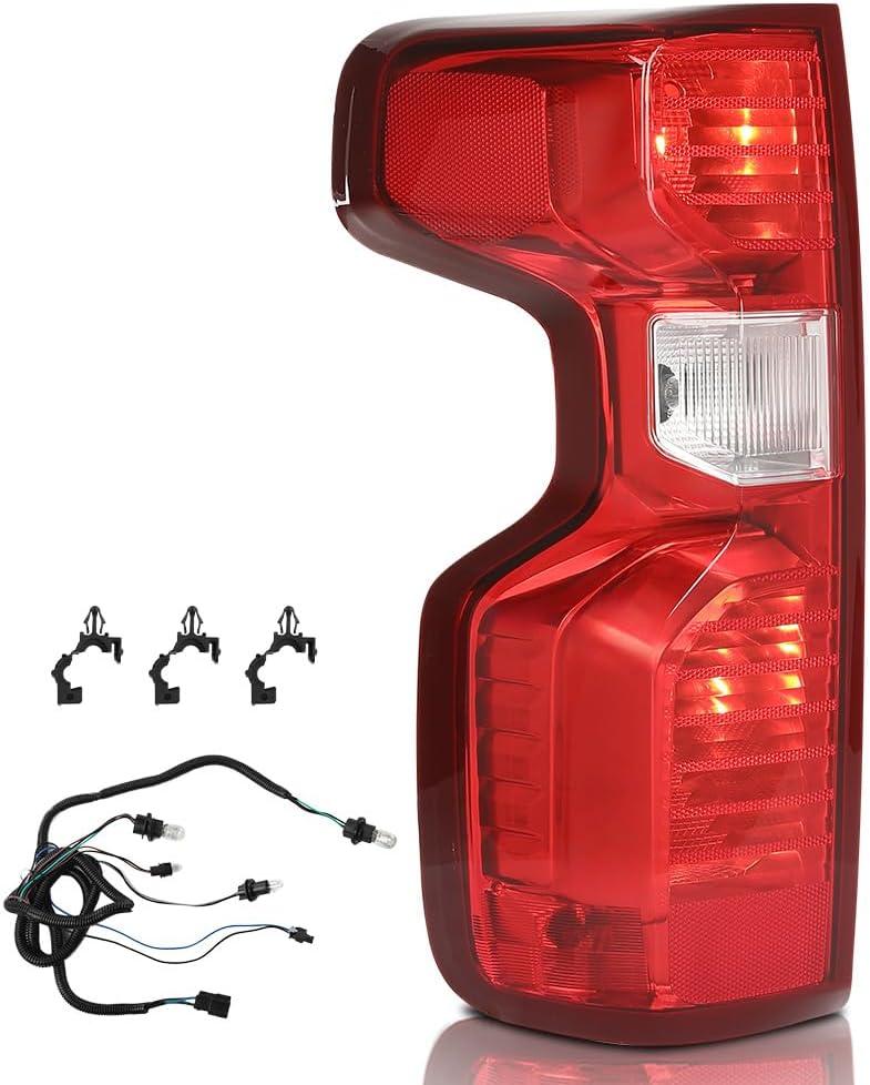 DOTCOM Tail Light Assembly Left Side Fit Chevy Silverado 1500 2019-2023/Fit Silverado 2500HD 3500HD 2020-2023, 84554656 GM2800308 Rear Brake Lamp, Halogen Model Only Red Lens Luces Traseras