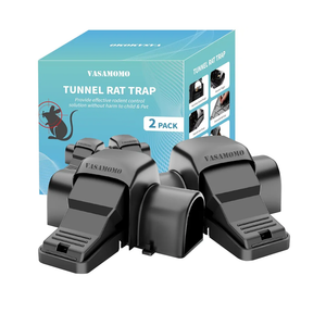 Large Rat Trap, Humane Dual-Entry Tunnel Traps for Rat, Mice & Chipmunks, Instant Kill Rodent Snap Trap with Sensitive Trigger and Powerful Jaws, for Both Indoor & Outdoor, Pack of 2