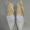 Rilista Women's Slingback Kitten Heels Closed Pointed Toe Backless Wedding Party Dress Pumps Shoes (White)8.5