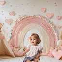 Kate Boho Rainbow Backdrop Pink 1st Birthday Photography Backdrops, 7x5ft